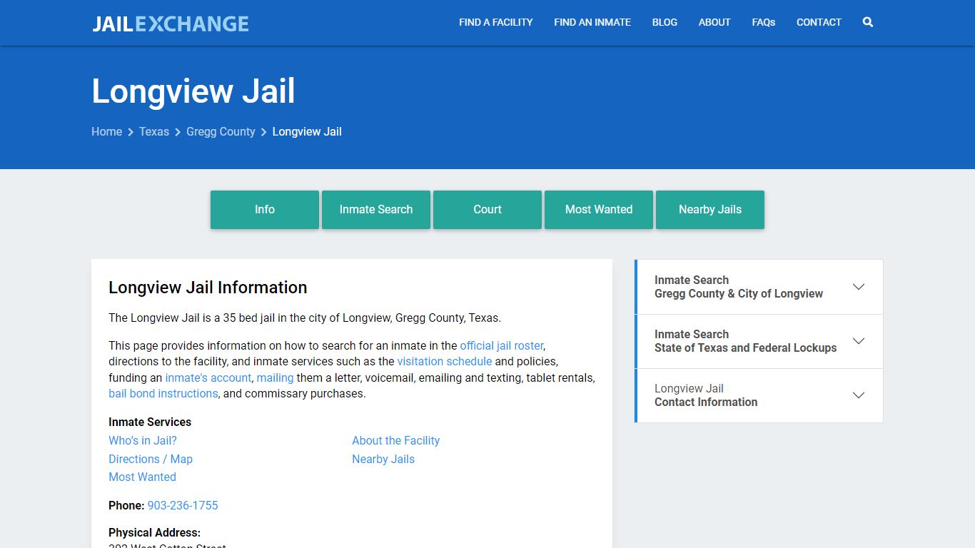 Longview Jail, TX Inmate Search, Information - Jail Exchange